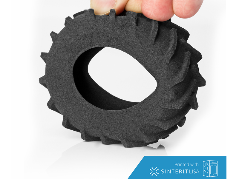Flexible tyre 3D printed with Flexa Black